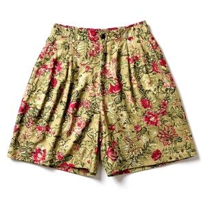 Liz Sport Women Vintage High Waist Pleated Cottagecore Floral Shorts Size 10 EUC